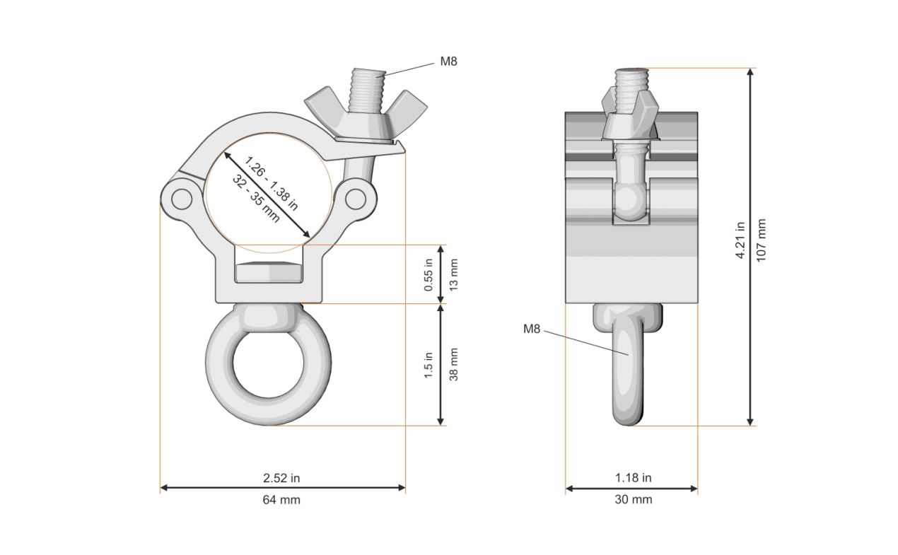 Fenix Stage AC-644 – Clamp 35 mm s lifting eye ušicom / 35 kg