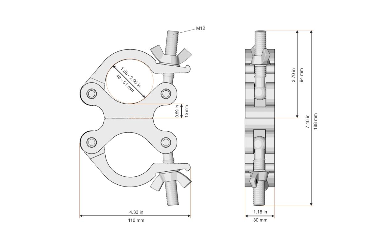 Fenix Stage AC-654 – Double Swivel Clamp 50 mm / 250 kg