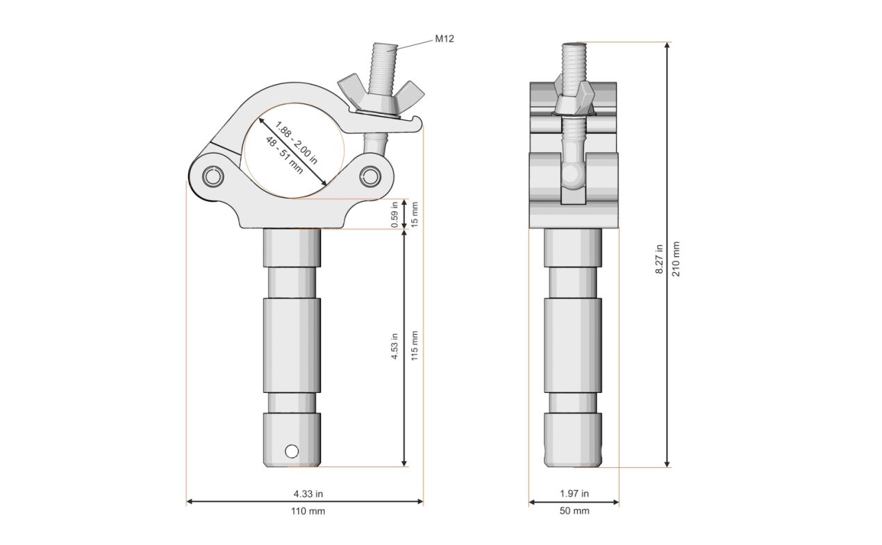 Fenix Stage AC-659 – Clamp 50 mm s 28 mm tripod adapterom / 500 kg