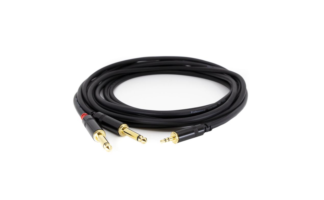 MA 381/5 audio kabel 2xJack 6.3mm mono + 1x stereo mini Jack 3.5mm /5m